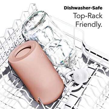 bkr - Big Smooth - Reusable Glass Water Bottle - Leakproof, Durable, Workout & Travel Friendly, Carrying Loop - Dishwasher Safe - Removable Silicone Sleeve - BPA Free - 1L (32 oz) - Teddy