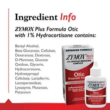 Zymox Advanced Formula Otic Plus Enzymatic Ear Solution for Dogs and Cats with 1% Hydrocortisone, 1.25oz