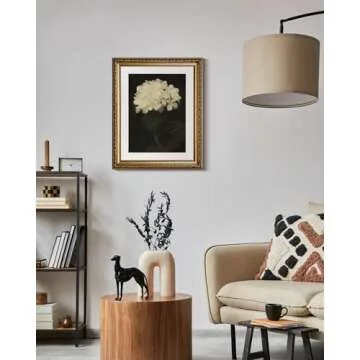 VIYYIEA Gold Framed Wall Art Canvas Print Home Decor Vintage Flower Aesthetic Room Decor White Hydrangea Oil Painting Picture Easter Gifts Bedroom Bathroom Floral Wall Decor Kitchen Office 13x16in