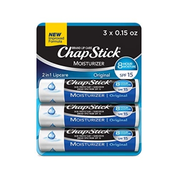 ChapStick Moisturizer Original Lip Balm Tubes - SPF 15 Protection and Hydration (Pack of 3)