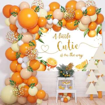 Mocsicka Orange Baby Shower Backdrop 7x5ft A Little Cutie is on The Way Citrus Party Photo Backdrops...
