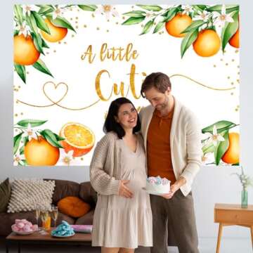 Mocsicka Orange Baby Shower Backdrop 7x5ft A Little Cutie is on The Way Citrus Party Photo Backdrops Tangerine Baby Shower Photography Background