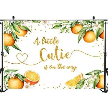 Mocsicka Orange Baby Shower Backdrop 7x5ft A Little Cutie is on The Way Citrus Party Photo Backdrops Tangerine Baby Shower Photography Background