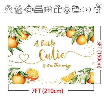 Mocsicka Orange Baby Shower Backdrop 7x5ft A Little Cutie is on The Way Citrus Party Photo Backdrops Tangerine Baby Shower Photography Background