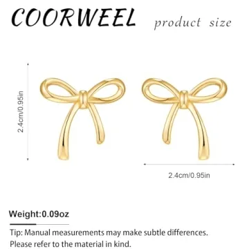 Stylish COORWEEL Gold Bow Stud Earrings for Women