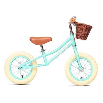 ACEGER 12" Kids Balance Bike with Basket, No Pedal Toddler Bicycle for Early Learning Leg Strength a...