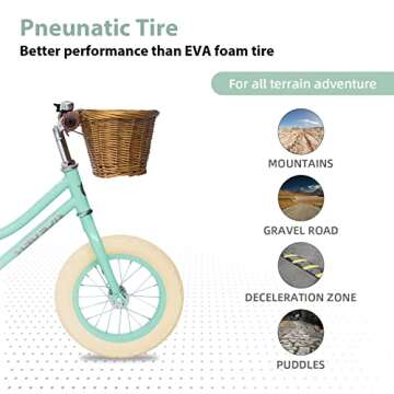 ACEGER 12" Kids Balance Bike with Basket, No Pedal Toddler Bicycle for Early Learning Leg Strength and Steady Balancing, Durable Frame&Tool-Free Adjustable Seat, Gift Bike for 2-5 Kids