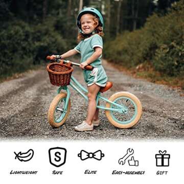 ACEGER 12" Kids Balance Bike with Basket, No Pedal Toddler Bicycle for Early Learning Leg Strength and Steady Balancing, Durable Frame&Tool-Free Adjustable Seat, Gift Bike for 2-5 Kids