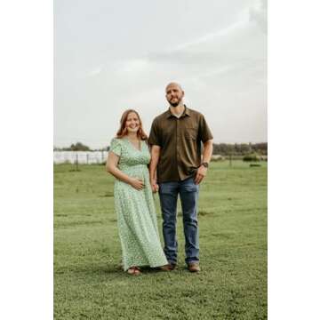 OUGES Summer Maternity Maxi Dress Wrap V Neck Baby Shower Nursing Dresses Breastfeeding 2025(Floral-8, X-Large)