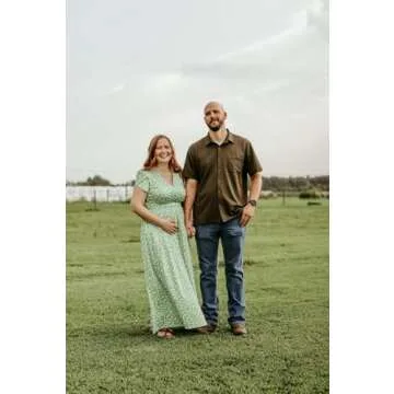 OUGES Summer Maternity Maxi Dress Wrap V Neck Baby Shower Nursing Dresses Breastfeeding 2025(Floral-8, X-Large)