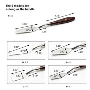 StarVast Painting Knife, 5 PCS Palette Knives Set Paint Scraper for Watercolor Oil Acrylic / Crafts / Rock & Face Painting, Basic Painting Tools Kit with Stainless Steel Blade and Wooden Handles