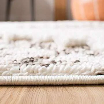 SAFAVIEH Moroccan Tassel Shag Collection Area Rug - 8' x 10', Ivory & Brown, Boho Design, Non-Shedding & Easy Care, 2-inch Thick Ideal for High Traffic Areas in Living Room, Bedroom (MTS652A)