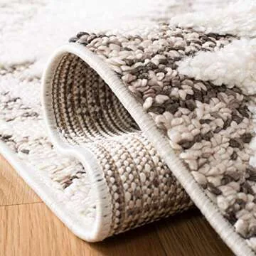 SAFAVIEH Moroccan Tassel Shag Collection Area Rug - 8' x 10', Ivory & Brown, Boho Design, Non-Shedding & Easy Care, 2-inch Thick Ideal for High Traffic Areas in Living Room, Bedroom (MTS652A)