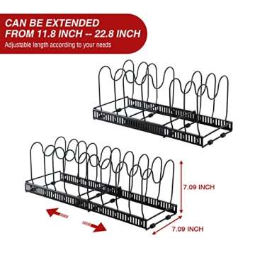 ASHARE Pot Organizer Rack Expandable Pot Lid Organizer Holder with 10 Adjustable Compartment for Kit...