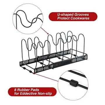 ASHARE Expandable Pot Lid Organizer for Kitchen Cabinet