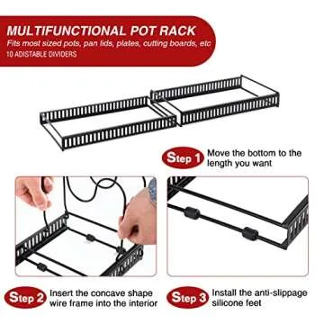 ASHARE Expandable Pot Lid Organizer for Kitchen Cabinet