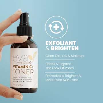 Eva Naturals Vitamin C Facial Toner - Hydrating, Pore Minimizer Face Toner for Men and Women with Wi...
