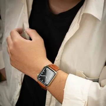 Gomvadr Leather Watch Bands for Apple Watch 38mm40mm41mm 42mm44mm45mm Band, Vintage Style Replacemen...