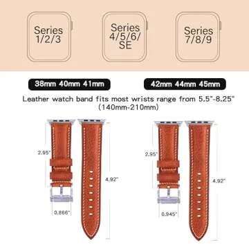 Gomvadr Leather Watch Bands for Apple Watch 38mm40mm41mm 42mm44mm45mm Band, Vintage Style Replacement Band Strap for Iwatch Series SE 7 6 5 4 3 2 1 Women and Men (41mm40mm38mm, Red BrownSliver