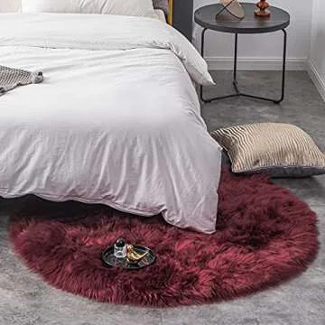 Carvapet Faux Sheepskin Rug - Fluffy Burgundy Area Rug