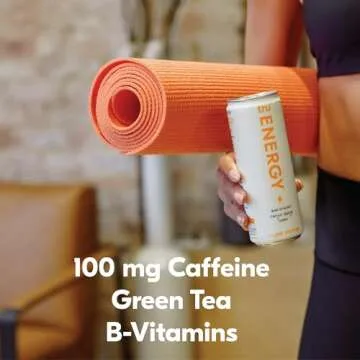 Tru Energy Seltzer, Clean Energy Drink with B-Vitamins, Mango Flavor, Sparkling Water, 100mg Natural Caffeine, Kosher, Gluten-Free, Vegan, Low-Calorie, No Sugar Added, 12oz (Pack of 12)