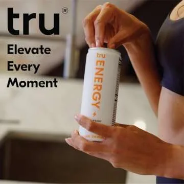 Tru Energy Seltzer, Clean Energy Drink with B-Vitamins, Mango Flavor, Sparkling Water, 100mg Natural Caffeine, Kosher, Gluten-Free, Vegan, Low-Calorie, No Sugar Added, 12oz (Pack of 12)