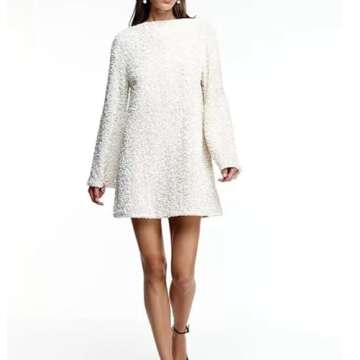 NUFIWI Christmas Shining Sequin Bowknot Mini Dress