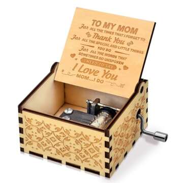 Likeny Mothers Day Music Box Gift for Mom, Beautiful Hand Crank Designs