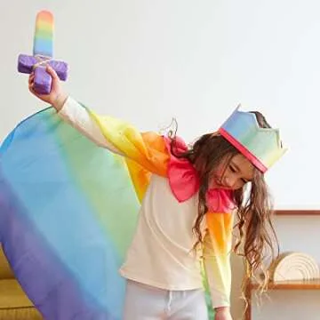 Sarah's Silks Rainbow/Rose 100% Silk Crown with Elastic Headband to Dress up as a Prince, Princess, Queen or King | Montessori Toy for Children Perfect for Imaginative Play