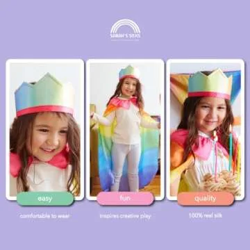 Sarah's Silks Rainbow/Rose 100% Silk Crown with Elastic Headband to Dress up as a Prince, Princess, Queen or King | Montessori Toy for Children Perfect for Imaginative Play