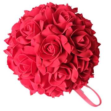Idyllic 8 Inches Artificial Flowers Roses - Kissing Flower Balls for Weddings and Home Decor, Set of...