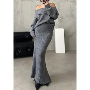 Unybwonn Women's Stylish 2-Piece Sweater Skirt Set