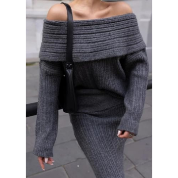 Unybwonn Women's Stylish 2-Piece Sweater Skirt Set