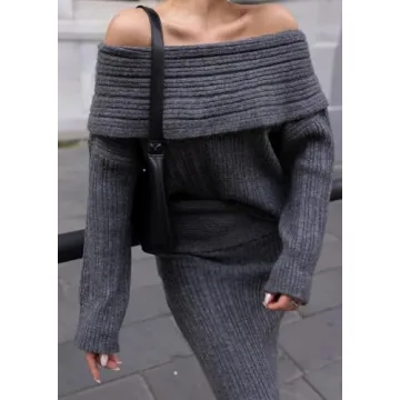 Unybwonn Women's Stylish 2-Piece Sweater Skirt Set