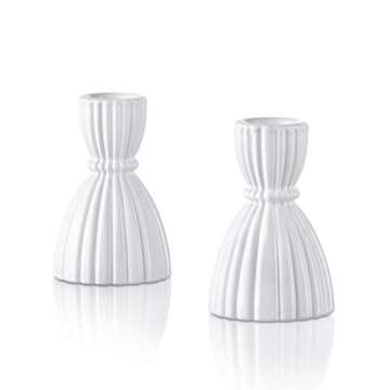 LampLust White Taper Candle Holder, 3.5 Inch, 2 Pack Candlestick Holders, Glass Candle Holders for Standard Tapered Candles, Candle Sticks Holder Decor, Spring Home Decor, Wedding Centerpiece