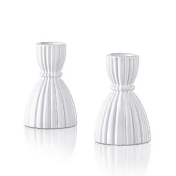 LampLust White Taper Candle Holder, 3.5 Inch, 2 Pack Candlestick Holders, Glass Candle Holders for Standard Tapered Candles, Candle Sticks Holder Decor, Spring Home Decor, Wedding Centerpiece