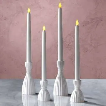 LampLust White Taper Candle Holder, 3.5 Inch, 2 Pack Candlestick Holders, Glass Candle Holders for Standard Tapered Candles, Candle Sticks Holder Decor, Spring Home Decor, Wedding Centerpiece