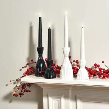 LampLust White Taper Candle Holder, 3.5 Inch, 2 Pack Candlestick Holders, Glass Candle Holders for Standard Tapered Candles, Candle Sticks Holder Decor, Spring Home Decor, Wedding Centerpiece