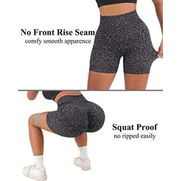 OMKAGI Women Scrunch Butt Lifting Workout Shorts Compression High Waisted Yoga Biker Shorts(S,945-Navy Blue Leopard Print)