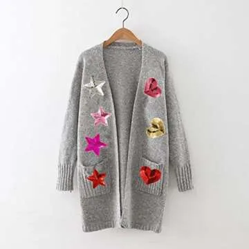 Ximkee Pack of 10 Shiny 5 Star Sequins Sew Iron on Applique Embroidered Patches-Gold