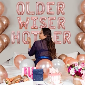 Older Wiser Hotter Balloon Banner for Humorous Birthday Fun