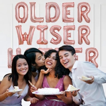 Older Wiser Hotter Balloon Banner for Humorous Birthday Fun