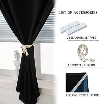 JILRON Adhesive Blackout Curtains - Easy Installation & Style