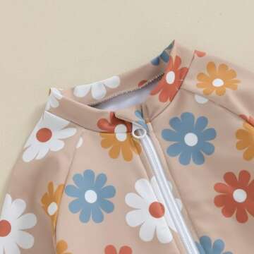 Yccutest Toddler Floral Swimsuit Long Sleeve Zipper