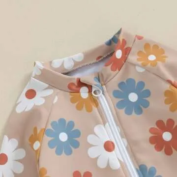 Yccutest Toddler Floral Swimsuit Long Sleeve Zipper