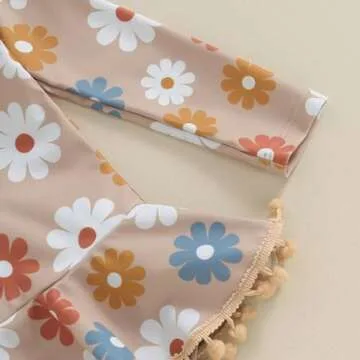 Yccutest Toddler Floral Swimsuit Long Sleeve Zipper
