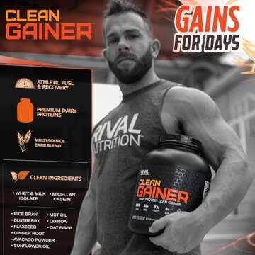 Rivalus Clean Gainer - Chocolate Fudge 10 Pound - Delicious Lean Mass Gainer with Premium Dairy Prot...