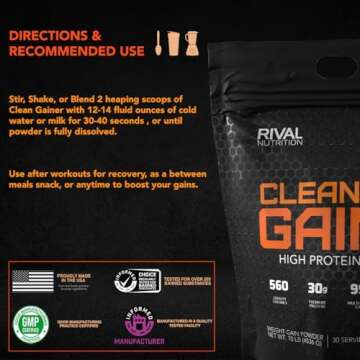 Rivalus Clean Gainer - Premium Lean Mass Gainer 10 lb