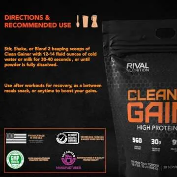 Rivalus Clean Gainer - Premium Lean Mass Gainer 10 lb