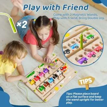 Lechchy 2 in 1 Magnetic Color and Number Maze + ABC Alphabet Tracing Board, Wooden Montessori Toys for 2 3 4 5 Year Old, Preschool Learning Activities, Christmas Birthday Gift for Toddler Boys & Girls